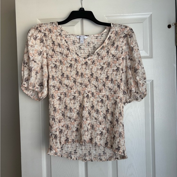 Nine West Tops - Nine West Cream and Brown Floral Blouse
